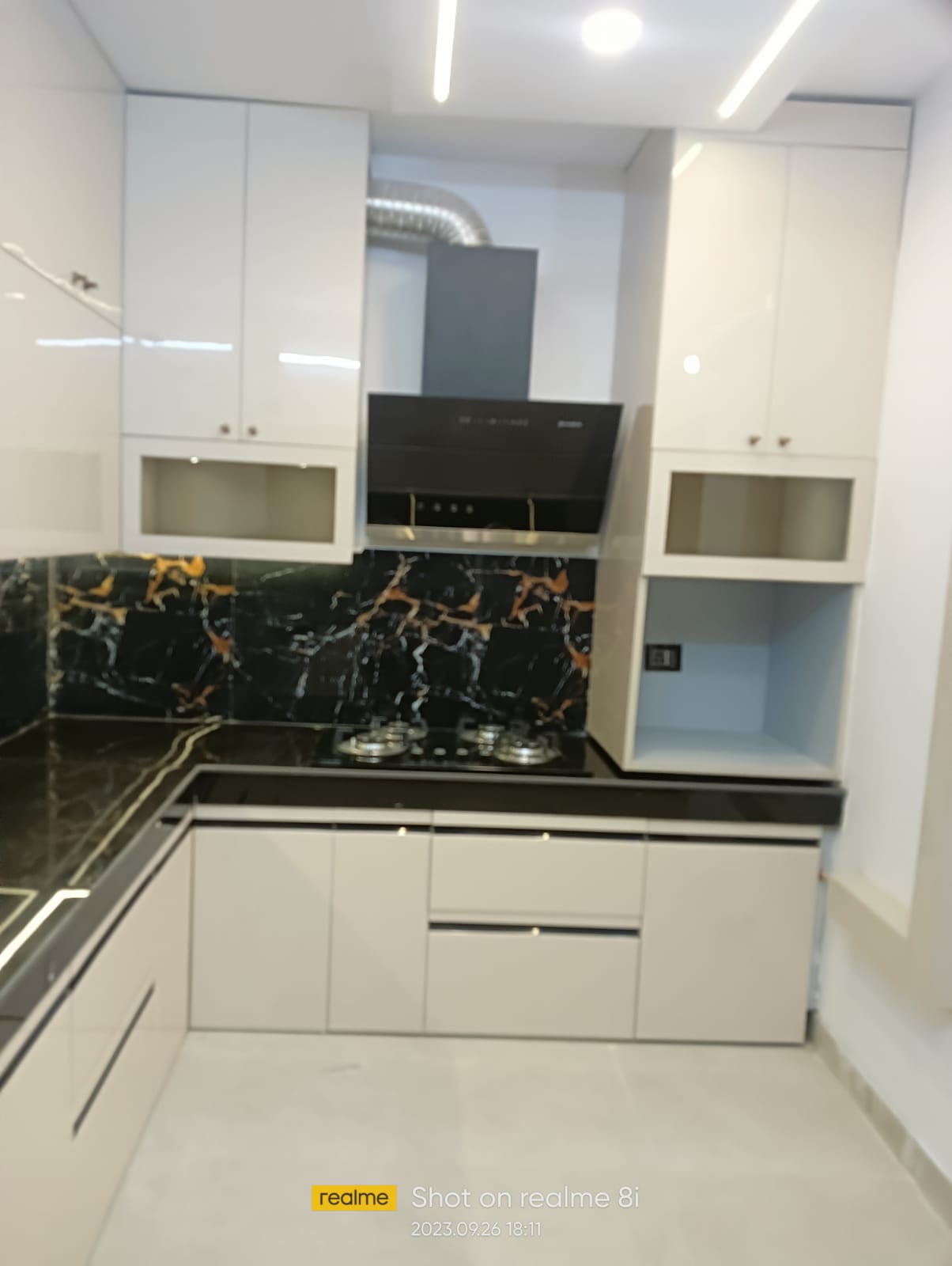 6. Modular Kitchen Black White